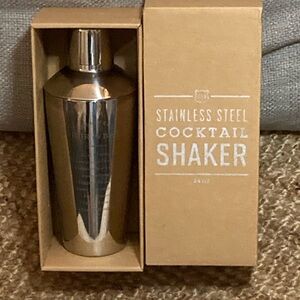 NIB Izola stainless steel engraved cocktail shaker.